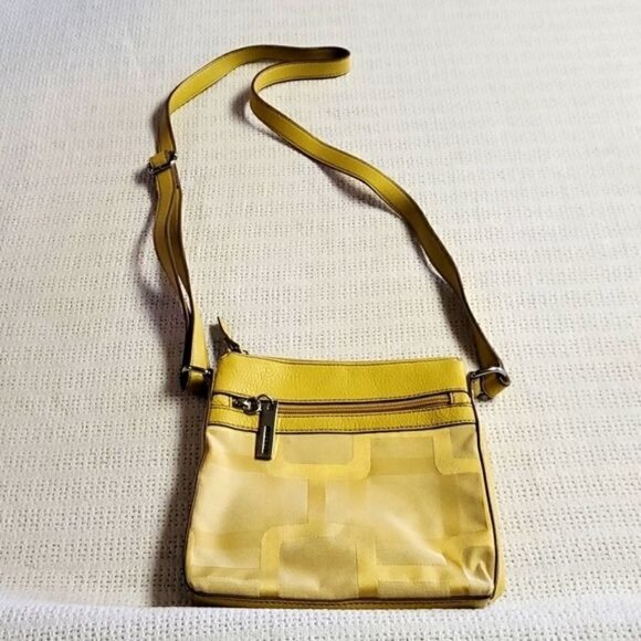 Nine West Multi-Zippered Yellow Designed Crossbody Adjustable Bag - Picture 1 of 9